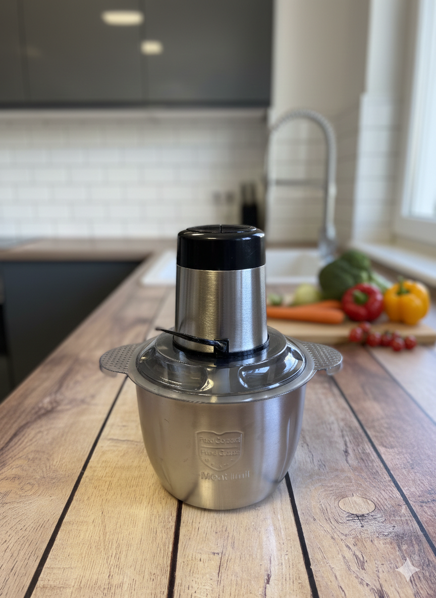 Tocător electric de 1000 W, cu bol inox de 3L și 4 lame, performanță maximă pentru carne și legume