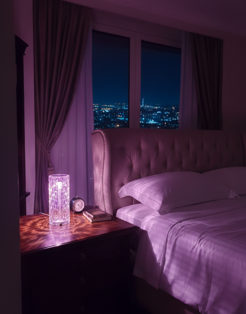 1+1 GRATUIT Lampă LED ambientală tip cristal, 16 culori, control touch și telecomandă.