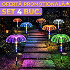 Set 4 Lămpi Solare LED Tip Palmier RGB - Iluminat Decorativ In Grădină